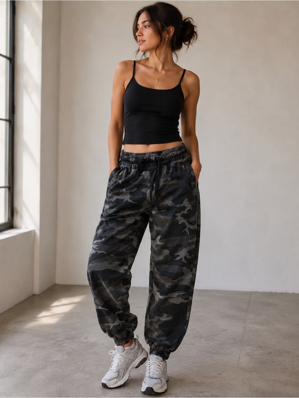 TNA Camouflage Joggers - Gray and Black Size XS Casual Streetwear Cotton